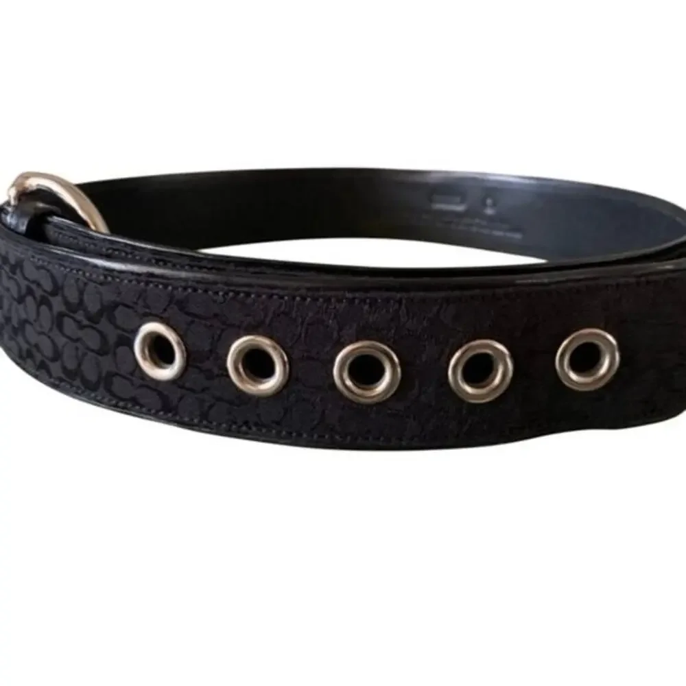 Coach belt women's small all over‎ logo fabric NWT black harness